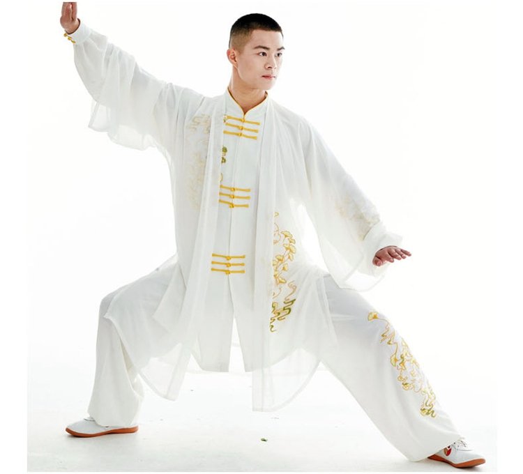 Long Style Tai Chi Costume Embroidered Performance Clothing