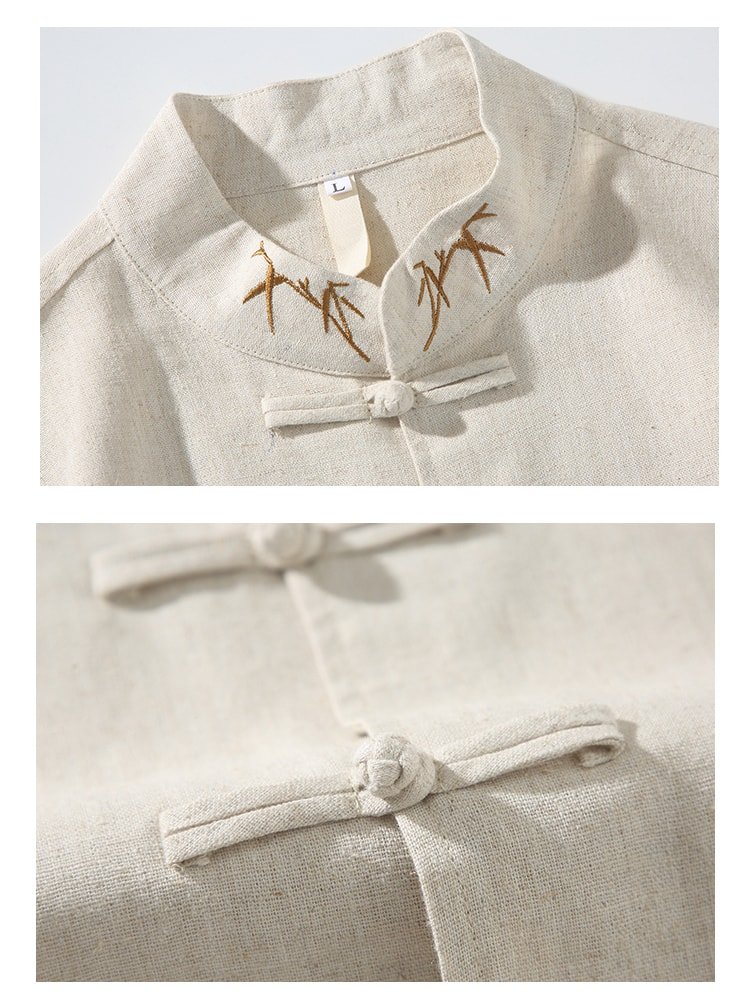 Men Linen Shirt Chinese Style Tang Suit Top