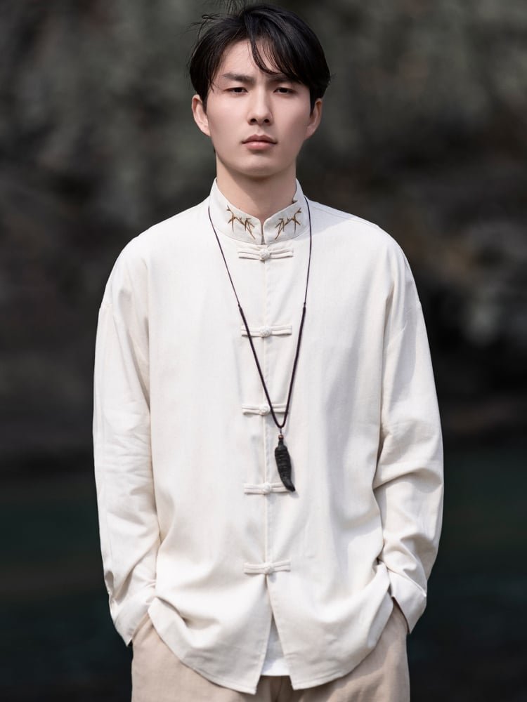 Men Linen Shirt Chinese Style Tang Suit Top