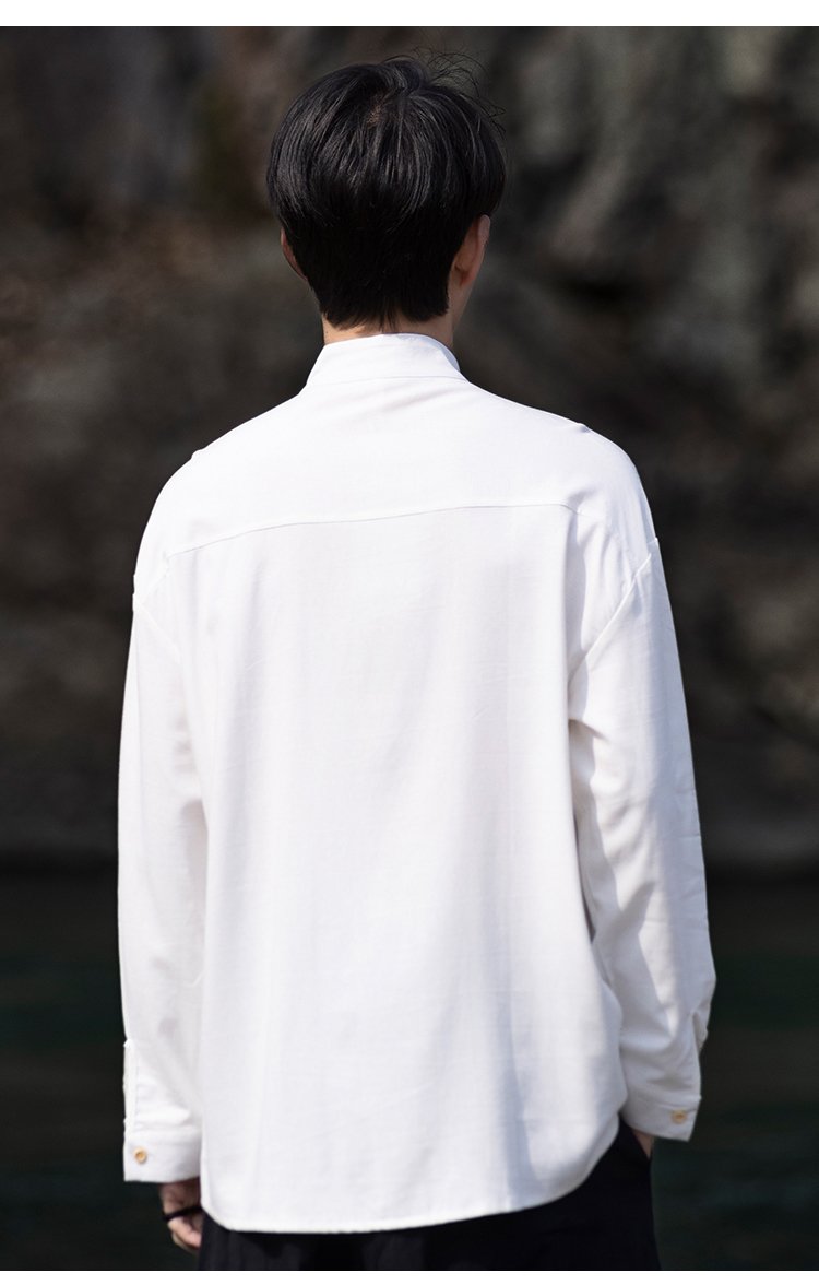 Men Linen Shirt Chinese Style Tang Suit Top