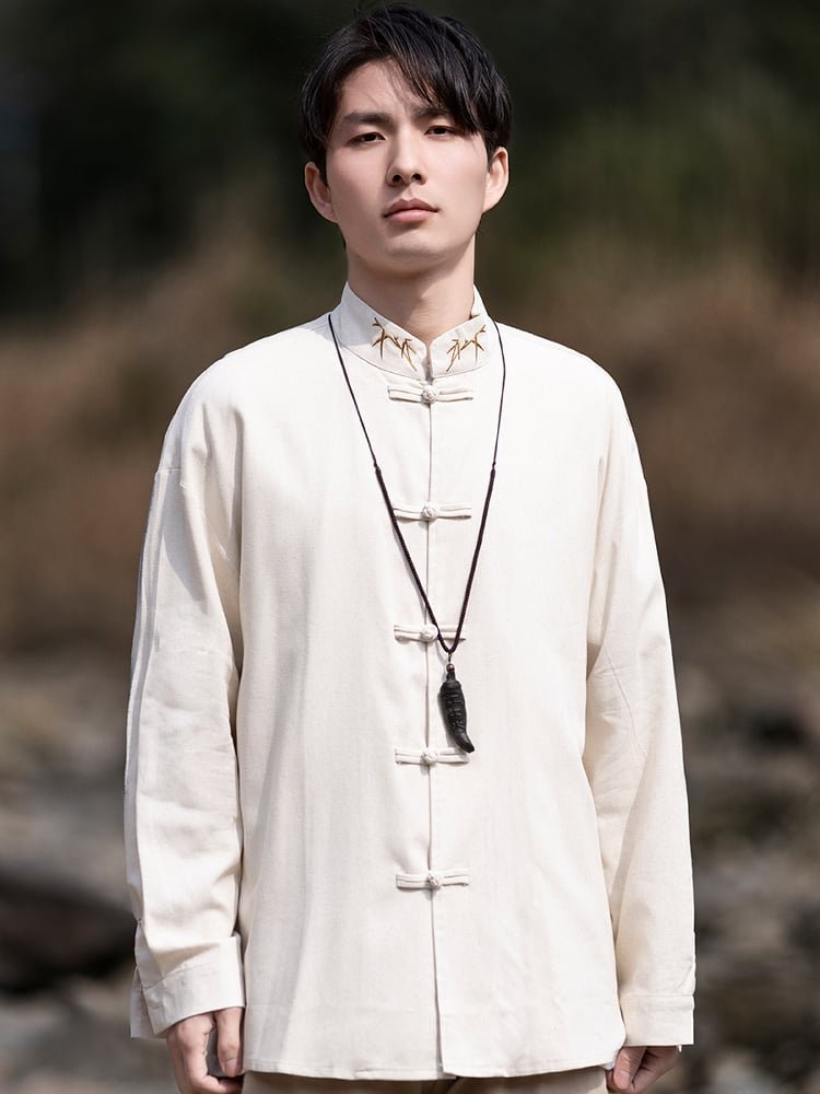 Men Linen Shirt Chinese Style Tang Suit Top