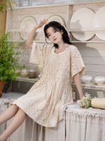 Short Sleeve Dress Modern Ming Style Hanfu - Image 4