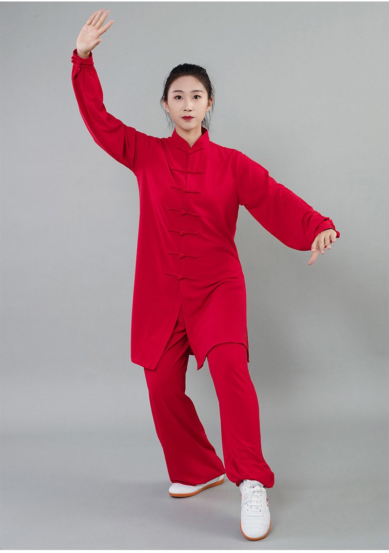 Tai Chi Training Suit Red Linen Martial Arts Uniform