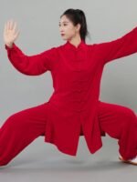 Tai Chi Training Suit Red Linen Martial Arts Uniform