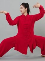 Tai Chi Training Suit Red Linen Martial Arts Uniform - Image 4