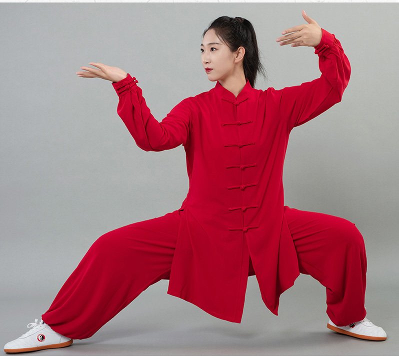 Tai Chi Training Suit Red Linen Martial Arts Uniform
