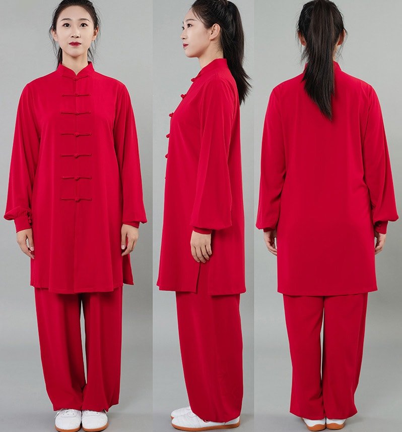 Tai Chi Training Suit Red Linen Martial Arts Uniform