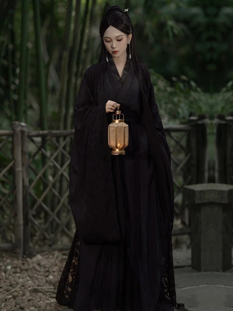 Traditional Hanfu Dress Female Black Chinese Clothing
