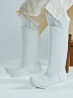 Ancient Chinese White Canvas Boots for Men – Flat Sole Hanfu Footwear for Festivals & Cosplay - Image 2