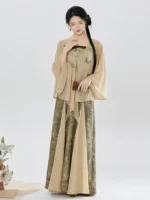 Chinese Fashion Clothes Chiffon Shawl Strap Top & Pleated Skirt Set - Image 2