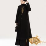 Chinese Style Wool Coat for Women – Red & Black Statement Winter Outerwear