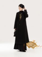 Chinese Style Wool Coat for Women – Red & Black Statement Winter Outerwear