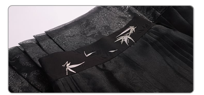 Embroidery Black Long Dress Chinese Modern Hanfu
