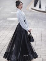 Embroidery Black Long Dress Chinese Modern Hanfu - Image 3