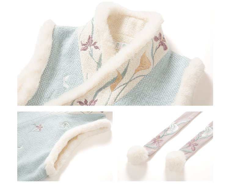 Close-up of embroidery and fabric textures