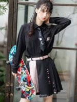 Chinese Clothing Black Modern Hanfu Dress