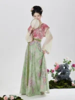 Floral Chinese Hanfu Dress Tang-Style Hanfu Set for Women