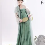 Chinese Tang Dynasty Hanfu Modern Green Hanfu Dress