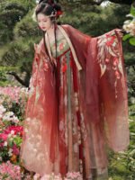 Red Hanfu Dress – Embroidered Fairy Flowing Chinese Outfit Set - Image 5