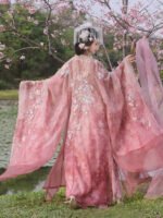 Pink Hanfu Dress – Fairy Embroidered Flowing Chinese Outfit Set