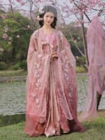 Pink Hanfu Dress – Fairy Embroidered Flowing Chinese Outfit Set - Image 2