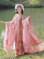 Pink Hanfu Dress – Fairy Embroidered Flowing Chinese Outfit Set - Image 4