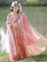 Pink Hanfu Dress – Fairy Embroidered Flowing Chinese Outfit Set - Image 5