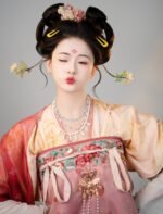 Tang Dynasty Hanfu Dress – Pink Ruqun Traditional Chinese Outfit with Shawl - Image 7