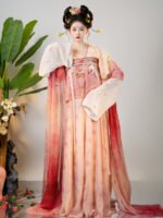 Tang Dynasty Hanfu Dress – Pink Ruqun Traditional Chinese Outfit with Shawl - Image 6