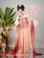 Tang Dynasty Hanfu Dress – Pink Ruqun Traditional Chinese Outfit with Shawl - Image 4