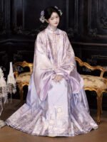Ming Dynasty Women’s Hanfu Set Lavender Outfit - Image 2