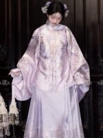 Ming Dynasty Women’s Hanfu Set Lavender Outfit - Image 4