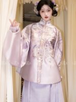 Ming Dynasty Women’s Hanfu Set Lavender Outfit - Image 5