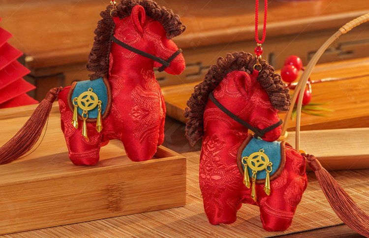 lucky horse embroidered sachet ornament set