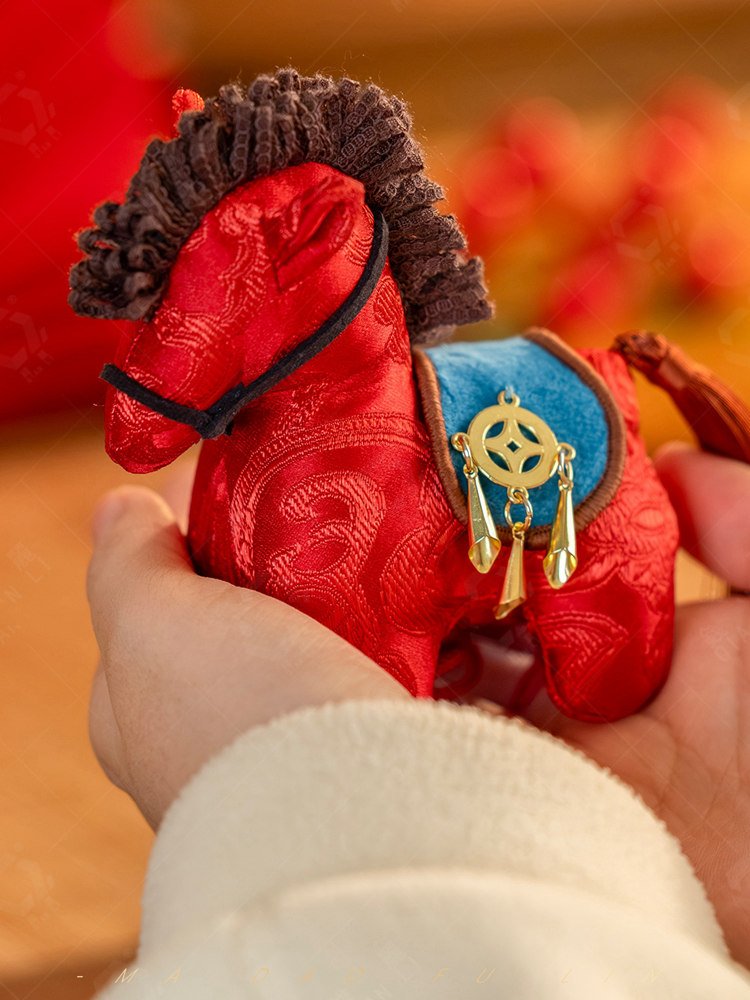 lucky horse embroidered sachet close-up