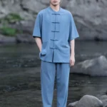 Men’s Chinese Summer Outfit – Short Sleeve Shirt & Pants Set