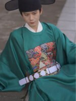 Ming Style Hanfu Leather Belt – Wide 5cm White Jade Look Waist Belt for Performance & Photography - Image 3