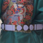 Ming Style Hanfu Leather Belt – Wide 5cm White Jade Look Waist Belt for Performance & Photography