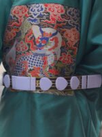 Ming Style Hanfu Leather Belt – Wide 5cm White Jade Look Waist Belt for Performance & Photography