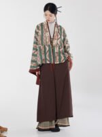 Modern Chinese Outfits Three-Piece Set Pleated Jacket Top & Wide-Leg Pants - Image 3