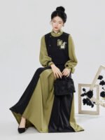Modern Hanfu Three Piece Set Women – Embroidered Vest, Stand Collar Blouse & Flowing Skirt - Image 6