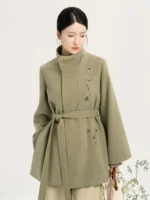 New Chinese Style Outfit Set for Women – Elegant Daily Coat, Top & Wide Pants