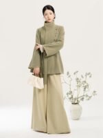 New Chinese Style Outfit Set for Women – Elegant Daily Coat, Top & Wide Pants - Image 3