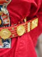 Red Ming Style Hanfu Waist Belt – Wide 5cm Flying Fish Pattern Belt for Performance & Photography - Image 3