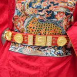 Red Ming Style Hanfu Waist Belt – Wide 5cm Flying Fish Pattern Belt for Performance & Photography