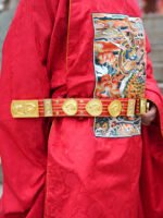 Red Ming Style Hanfu Waist Belt – Wide 5cm Flying Fish Pattern Belt for Performance & Photography - Image 2