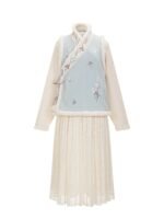 Soft Winter Outfit Embroidered Fleece Vest & Lace Skirt Set - Image 4