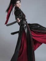 Wuxia Style Hanfu Leather Waist Corset – Adjustable Wide Waist Cincher for Performance & Cosplay - Image 3